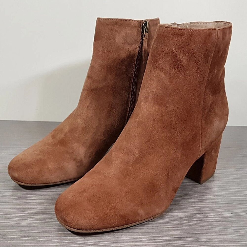Halogen 'Cori' Round Toe Bootie, Rust Colored Suede, Womens Size 6